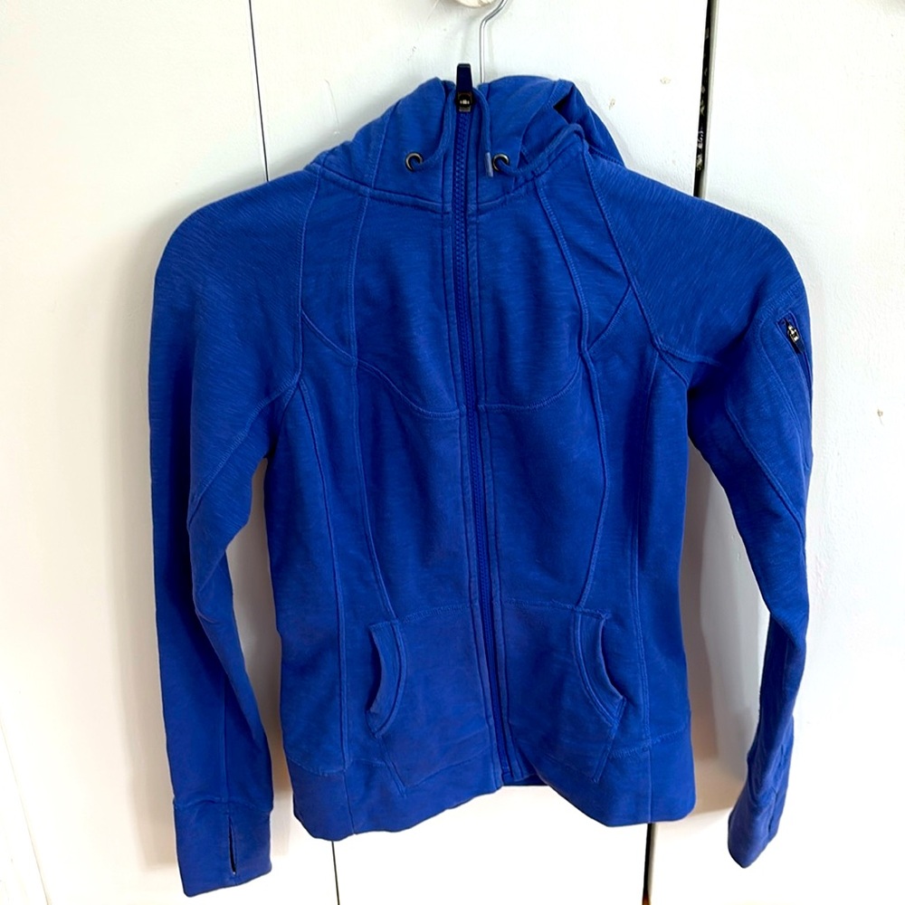 Athleta Blue Full Zip Hooded "Slub Strength" Sweatshirt Size XXS